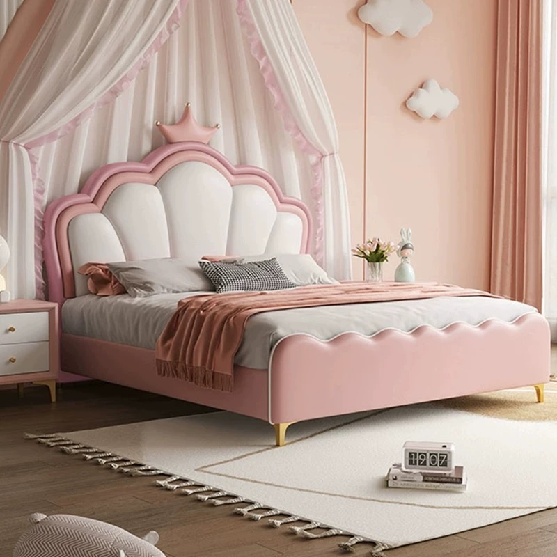 Pink Single Bed Crown Shapre