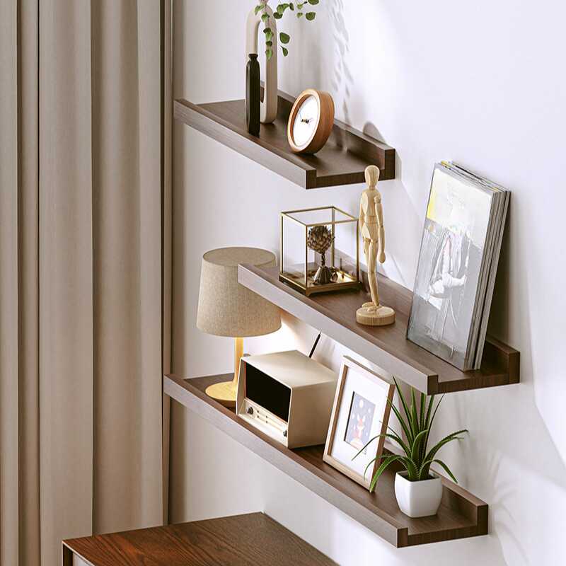 Trendy Solid Wood Wall-fixed Cabinet Storage Shelf Rack