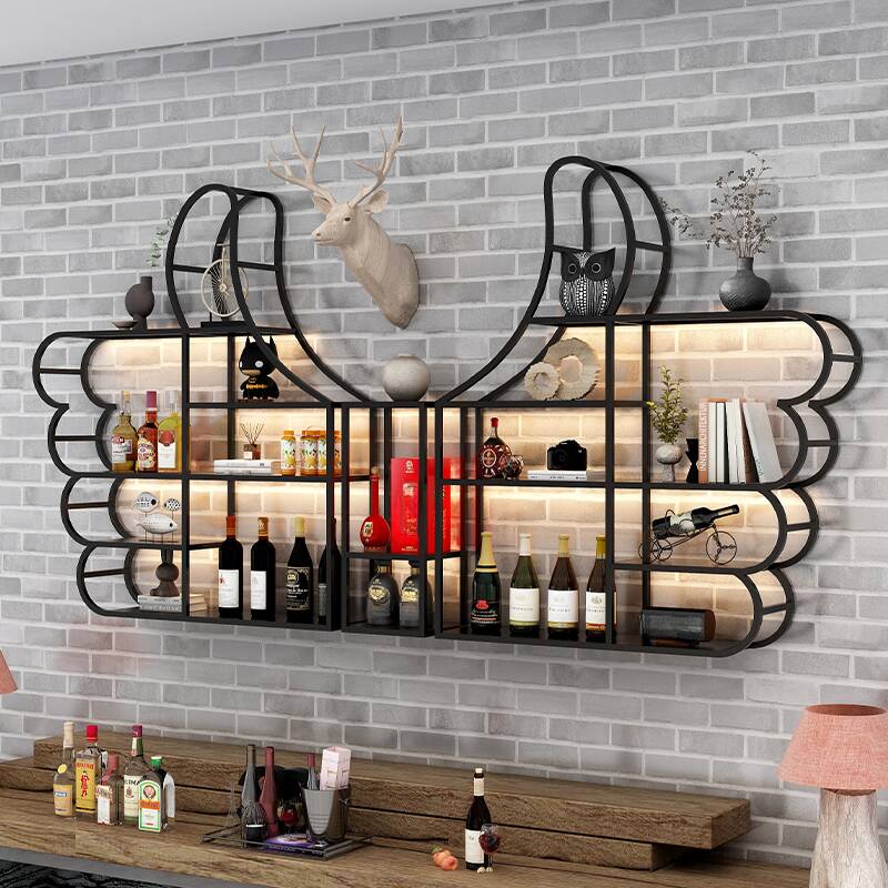 Metal Floating Liquor Bottle Rack with Shelf