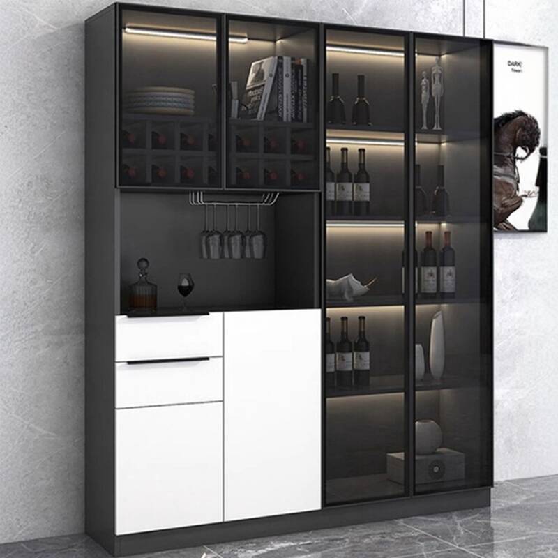 Unfixed Wine Bottle & Glass Rack with Shelf and Compartment