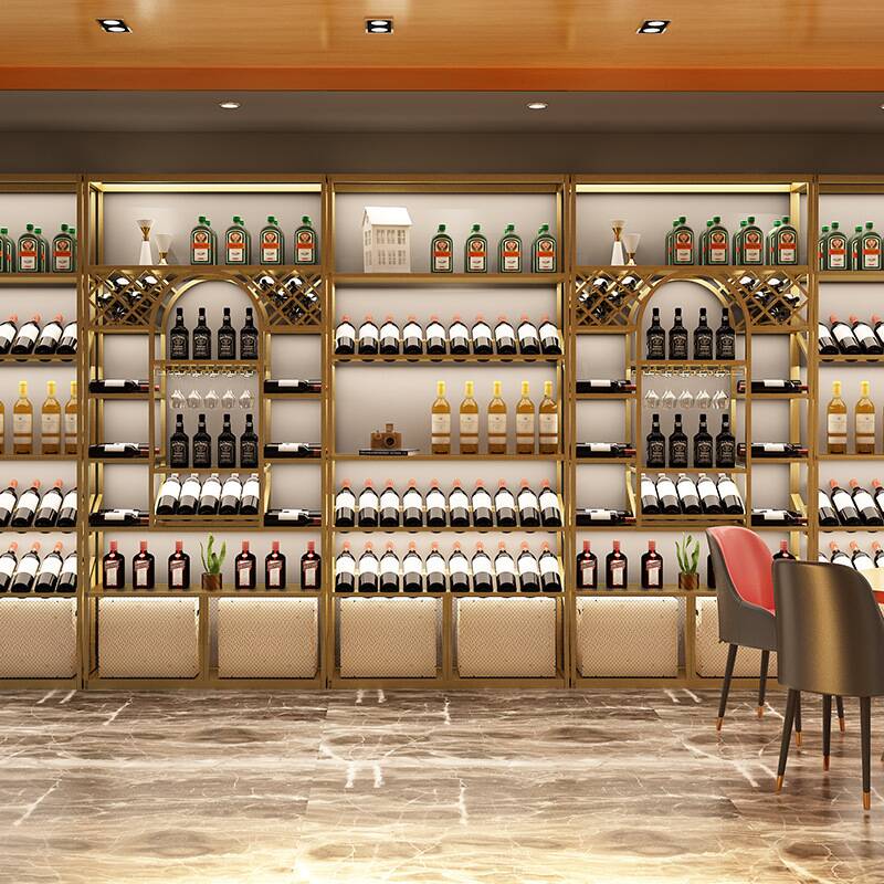 Glam Iron Unfixed Wine Bottle & Glass Rack with Shelf