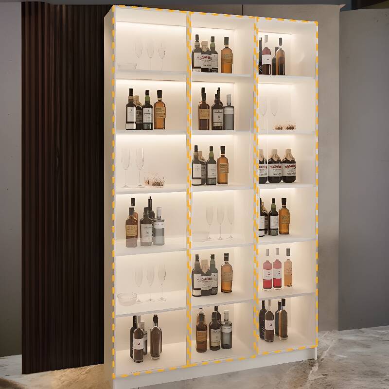 Chalk Trendy Manufactured Wood Wine Cabinet with Shelf and Glass Doors
