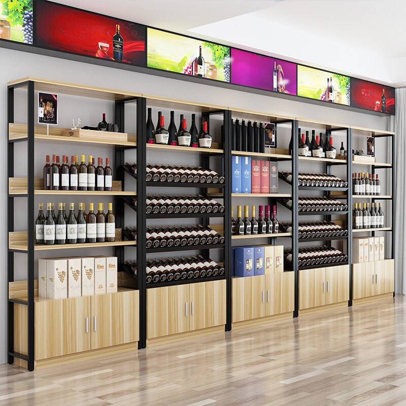Steel Unfixed Wine Bottle Storage Rack with Shelf and Doors