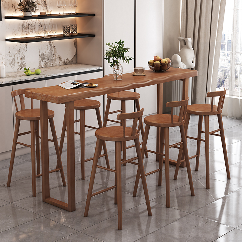 Modern Pub Table with Timber Top and Sled Base in Cocoa Rectangle