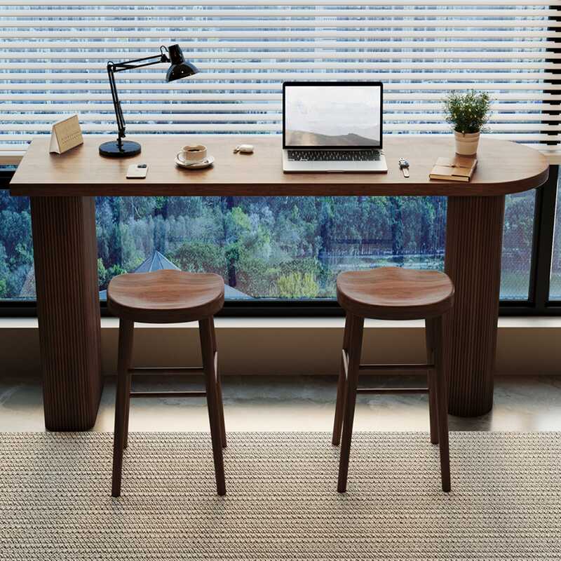 Cocoa Free Form Pub Table with Ribbed Leg Base