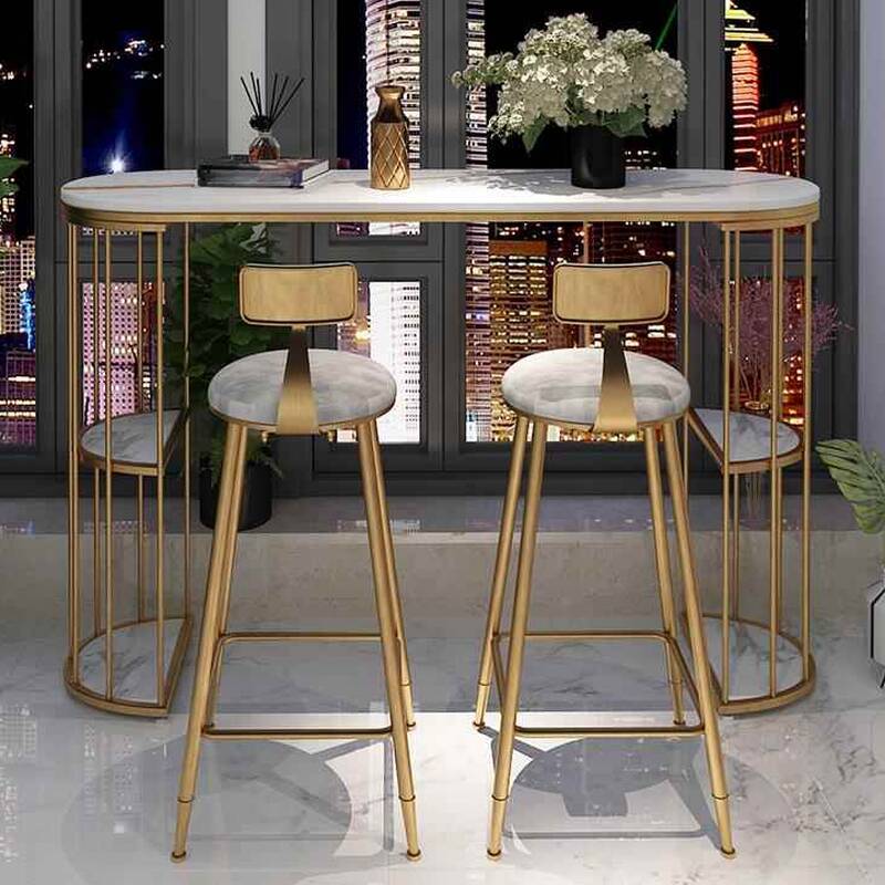 Lavish Fixed Design Pub Table with Quartz Oval Top