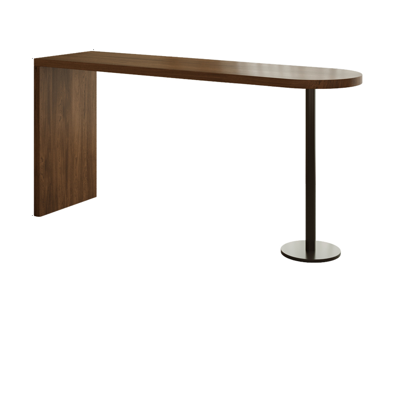 Modern Pub Table with Twin Support Base, Cocoa Finish, and Rectangular Shape