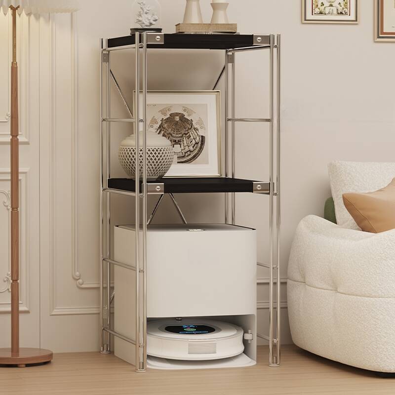 Metallic Trendy Swivel Cabinet Storage Shelf Rack