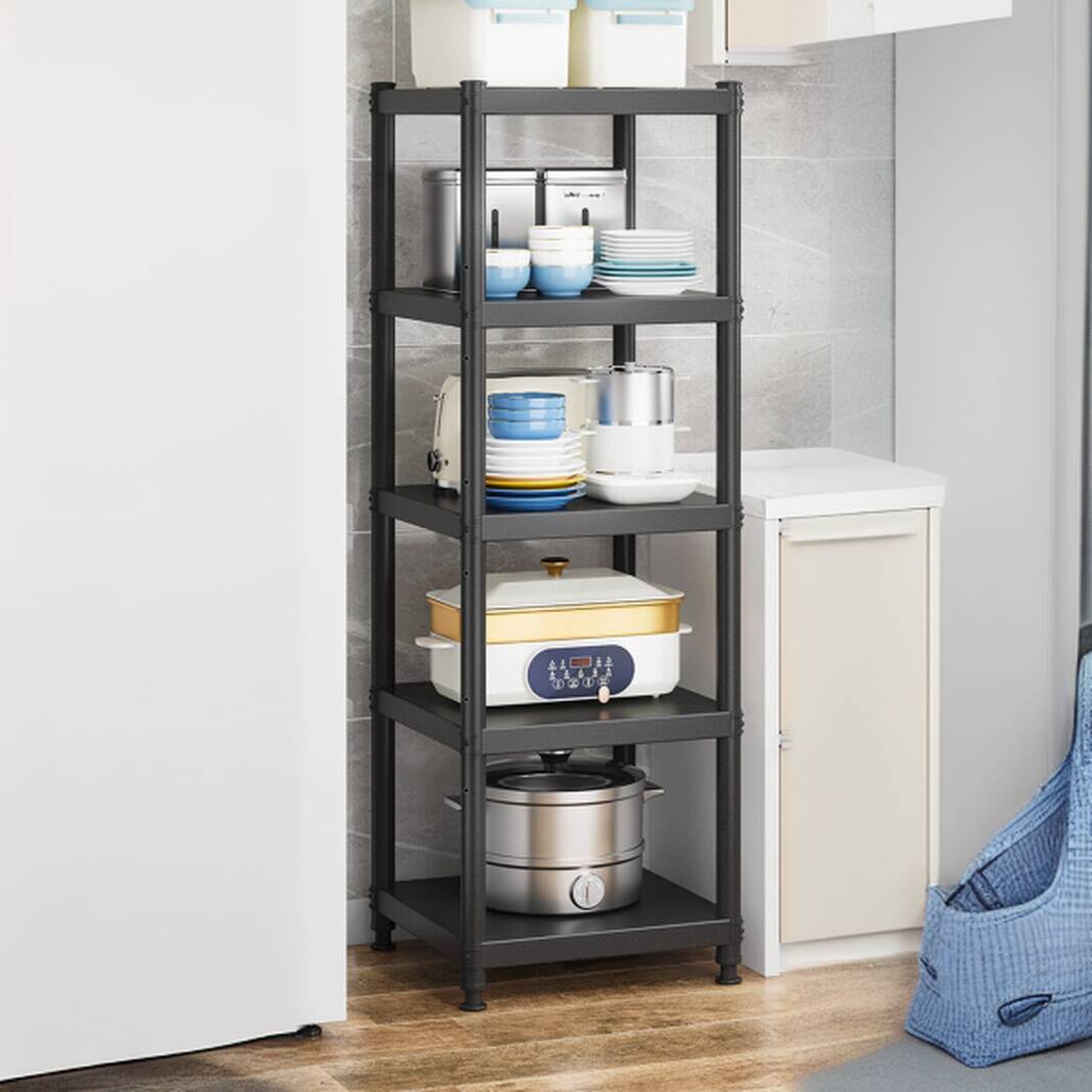 Ink Trendy Cabinet Storage Shelf Rack with 5 Floating Shelves/4 Shelves, Metal Frame, Vertical Installation