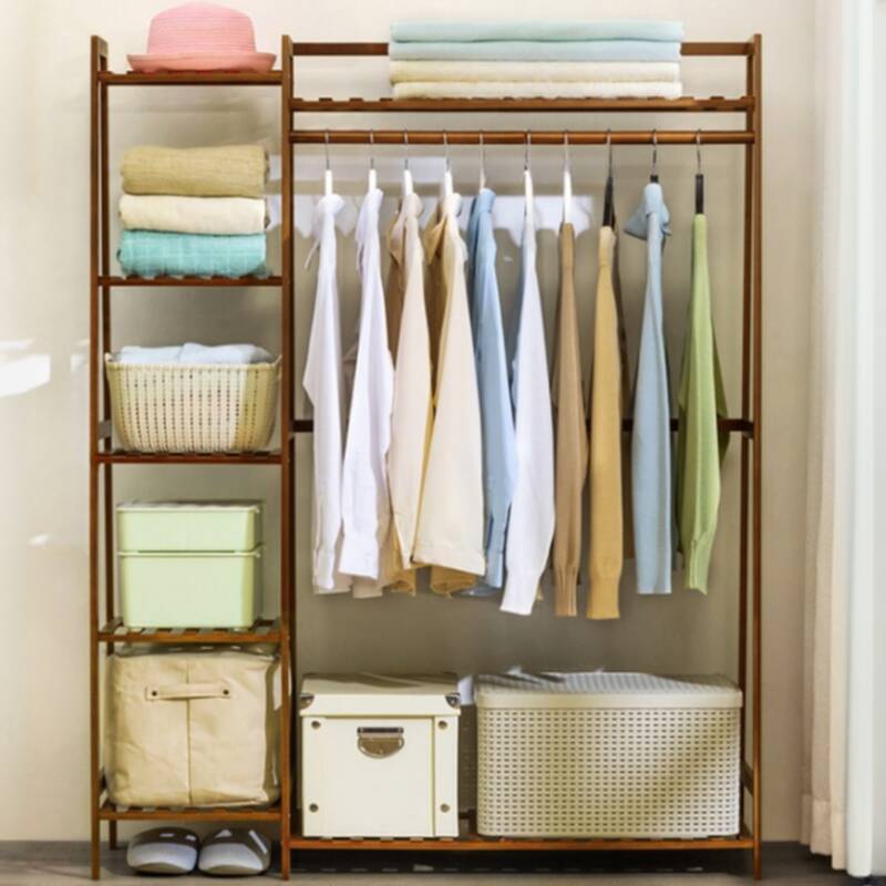 Minimalist Free Standing Hall Tree with Locker and 7 Shelves