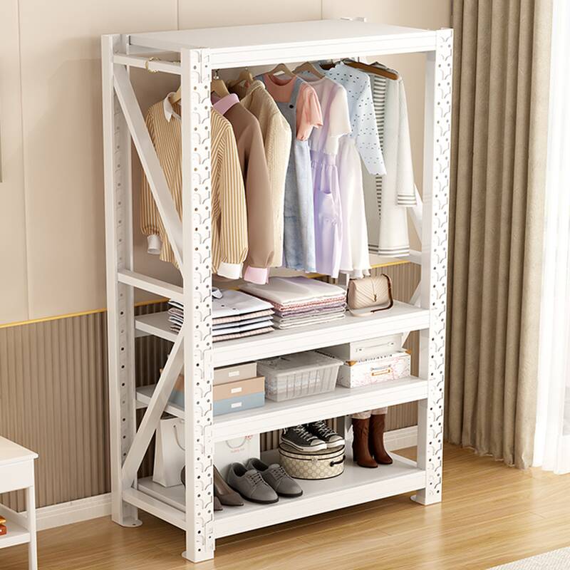 Trendy Metal Cabinet Storage Shelf Rack with 4 Shelves in Vertical Installation