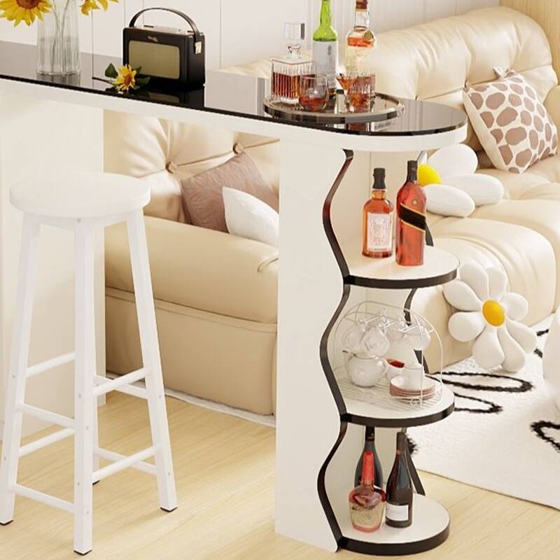 Vitreous Immobile Pedestal Pub Table in Midnight Black Free Form