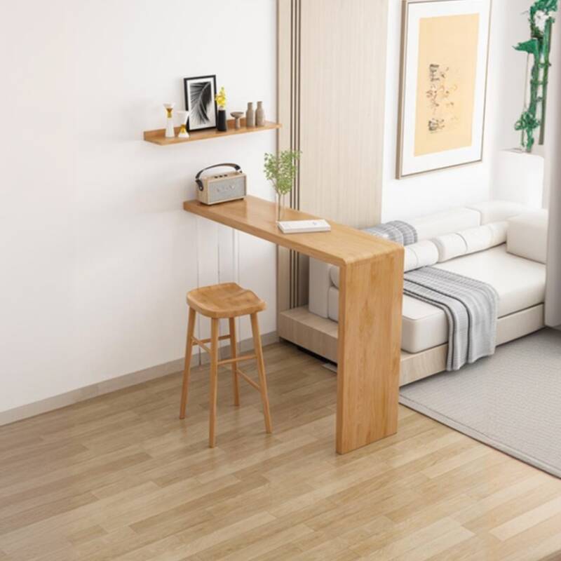 Modern Pub Table with Pine Wood Top and Twin Support Base in Unfinished Colour Rectangle