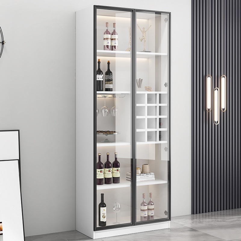 Chalk Art Deco Manufactured Wood Unfixed Wine Cabinet, Nestable with Shelf and Stemware Organizer