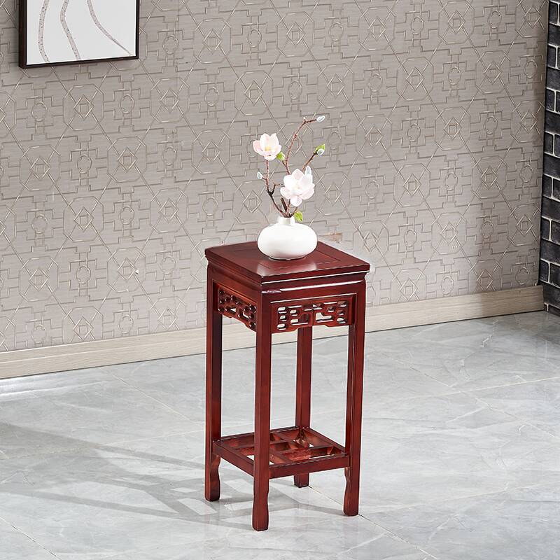 Contemporary Square Plant Stand Table with Oak Wood Top for Ground Installation