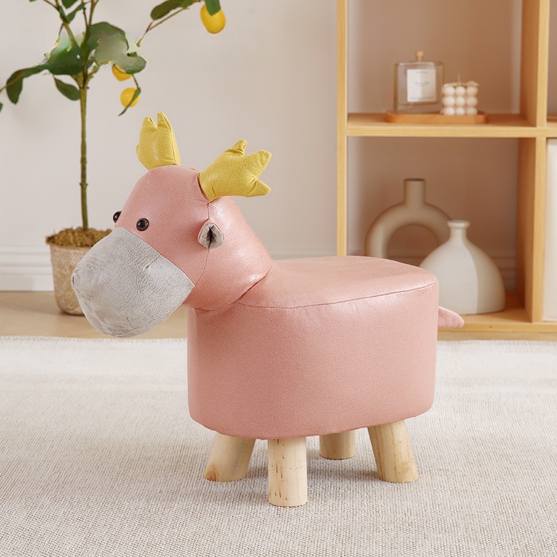 Casual Unique Shape Solid Colour Standard Ottoman in Butter Colour/Indigo/Light Green with Timber Frame