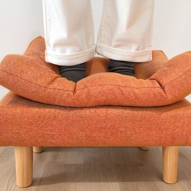 Casual Rectangular Solid Colour Standard Ottoman with Timber Frame, Removable Cushion Cover, and Decorative-Stitched Tufting