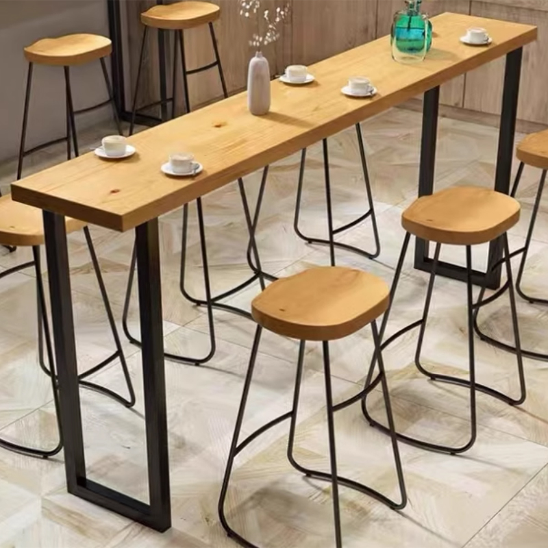 Modern Timber Pub Table with Sled Base for 8, Unfinished Colour Rectangle