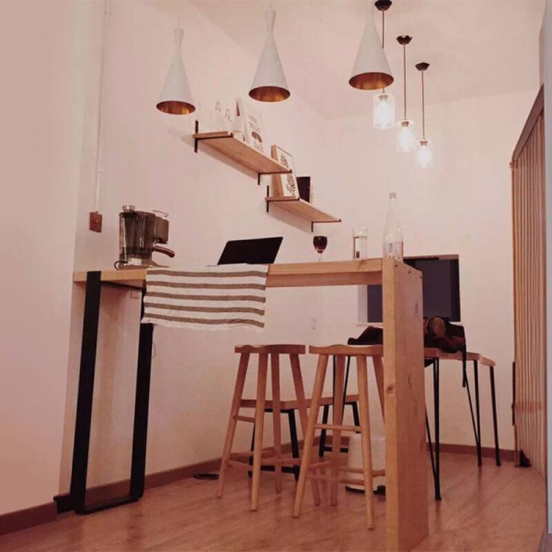 Modern Pub Table with Twin Support Base, Hardwood Top, 72/60/48 inches for 8/6/2 People, Unfinished Colour Rectangle