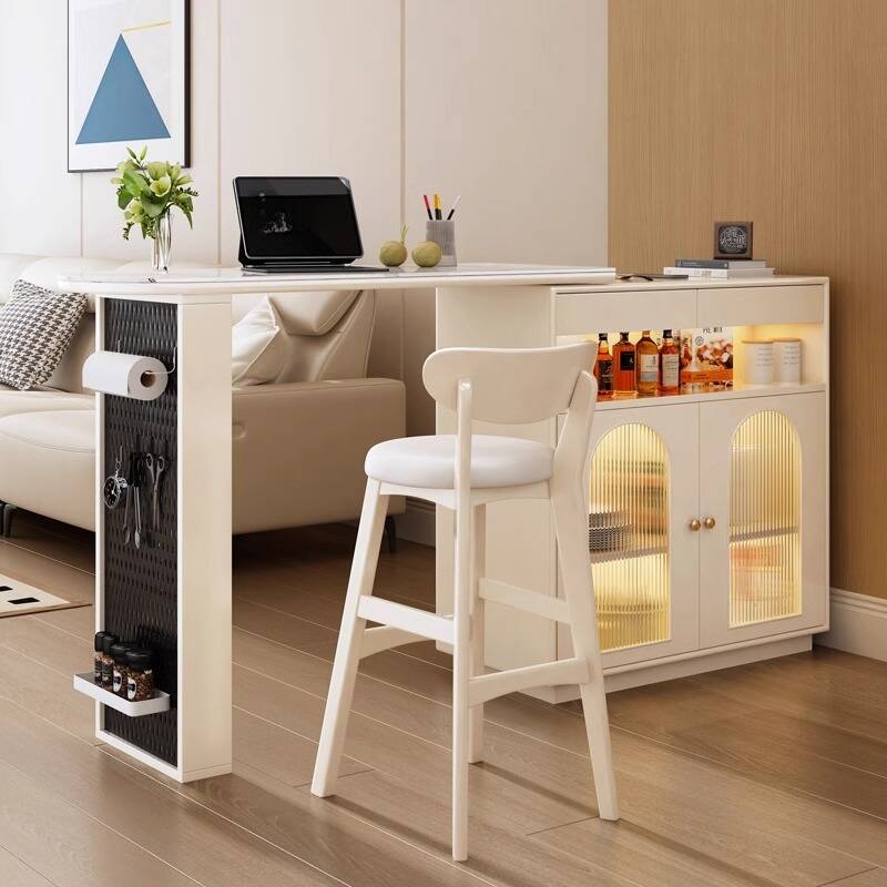 Quartz Transformer Table with Immobile Pedestal and Gateleg Free Form Design