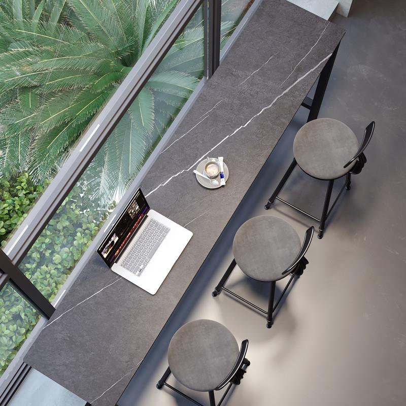 Slate Pub Table for 4/6 in Midnight Black/Gray with Foot Platform