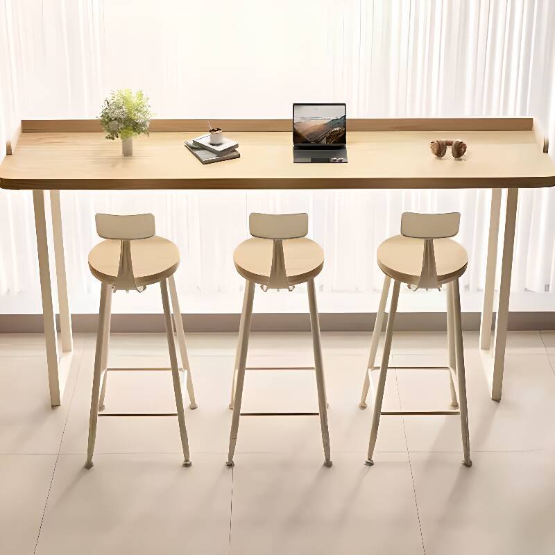 Modern Pub Table with Pine Wood Top and Sled Base in Unfinished Colour, Rectangular Shape