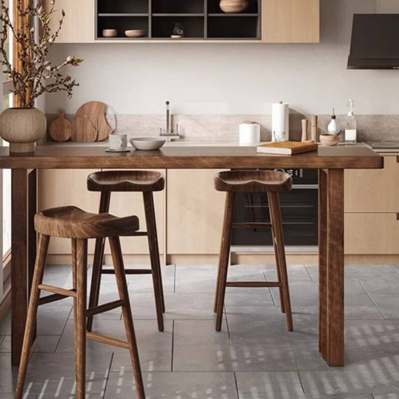 Modern Pub Table with Pine Wood Top and Sled Base in Cocoa Rectangle