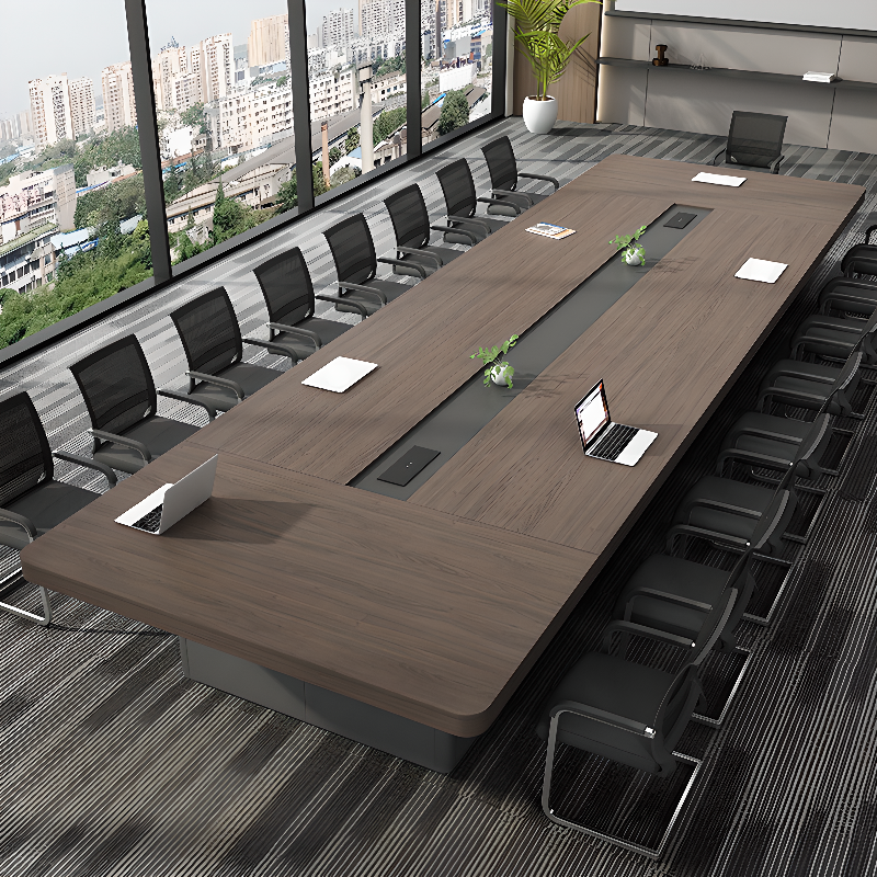Auburn Modern Conference Table with Rectangular Top for Seats 12+ in Manufactured Wood