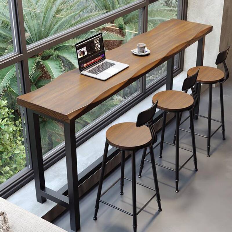 Pine Wood Cocoa Bar Table with Foot Platform