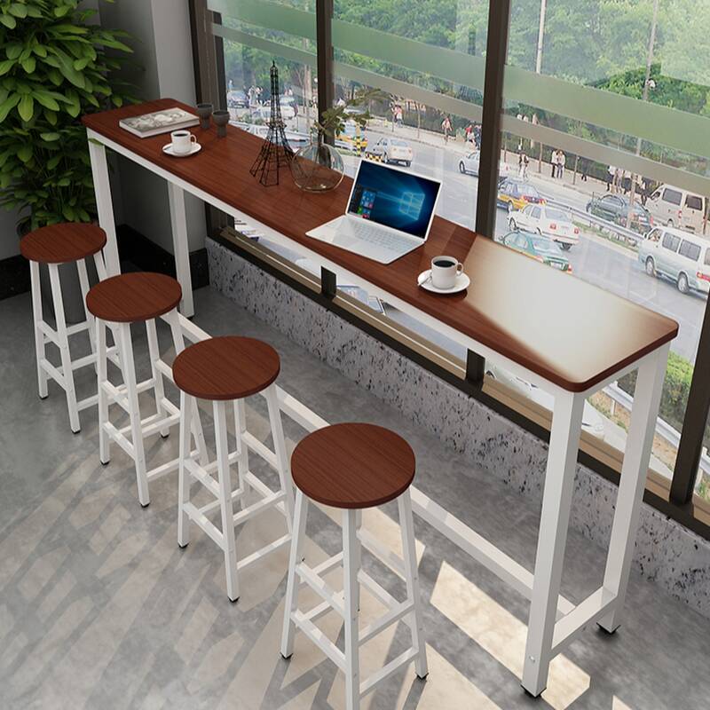 Classic Bar Table with Trestle Base, Available in 72/48/42 inches, Seats 8/2 People, Cocoa Rectangle with Foot Platform
