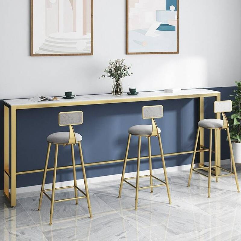 Glamorous Bar Table with Marble Top and Foot Platform
