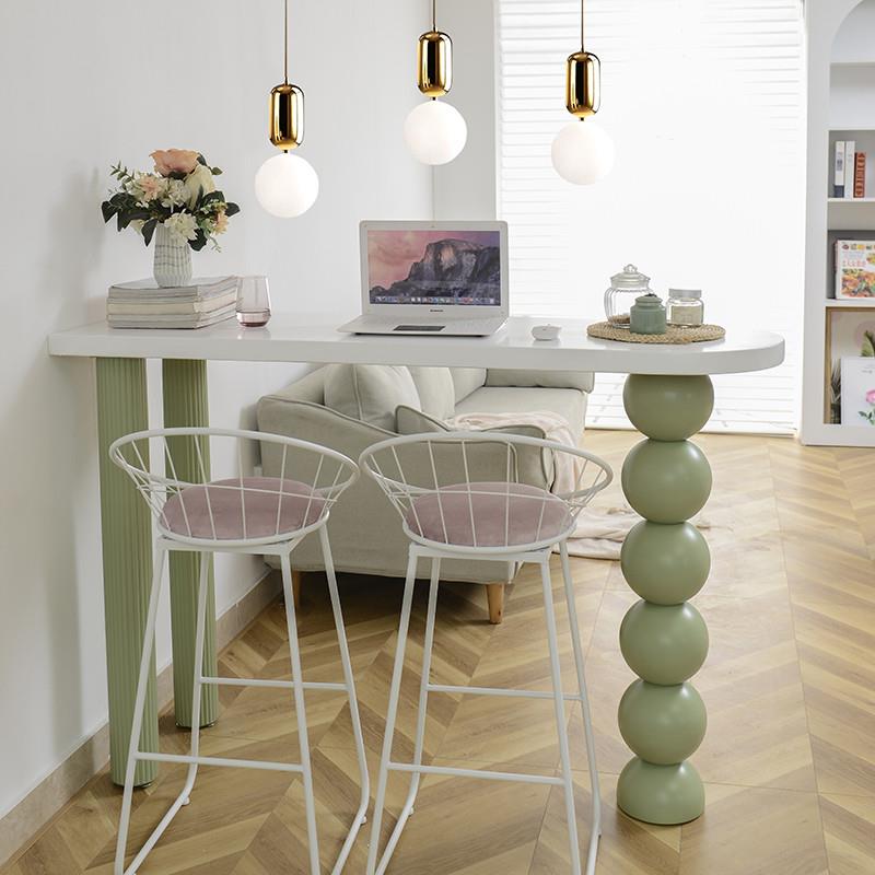 Classic Timber Bar Table with 3 Legs, White Free Form Top
