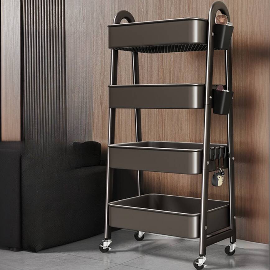 Trendy Multi-Tier Cabinet Storage Shelf Rack with Hooks