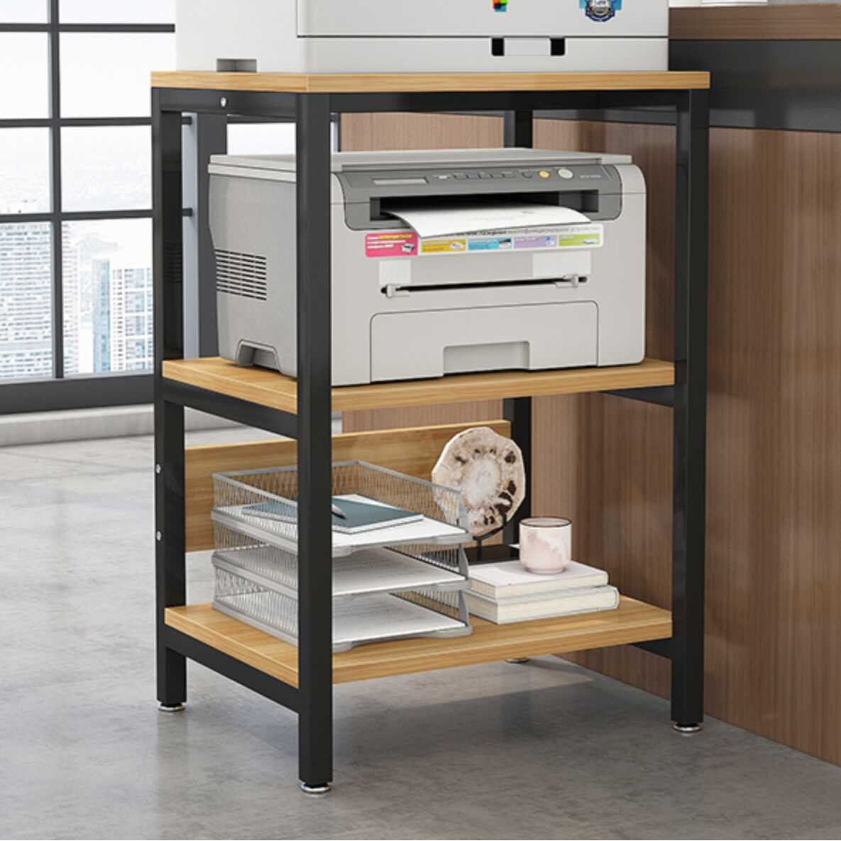 Trendy 3 Tiers Cabinet Storage Shelf Rack with 3 Shelves in Metal, Vertical Installation