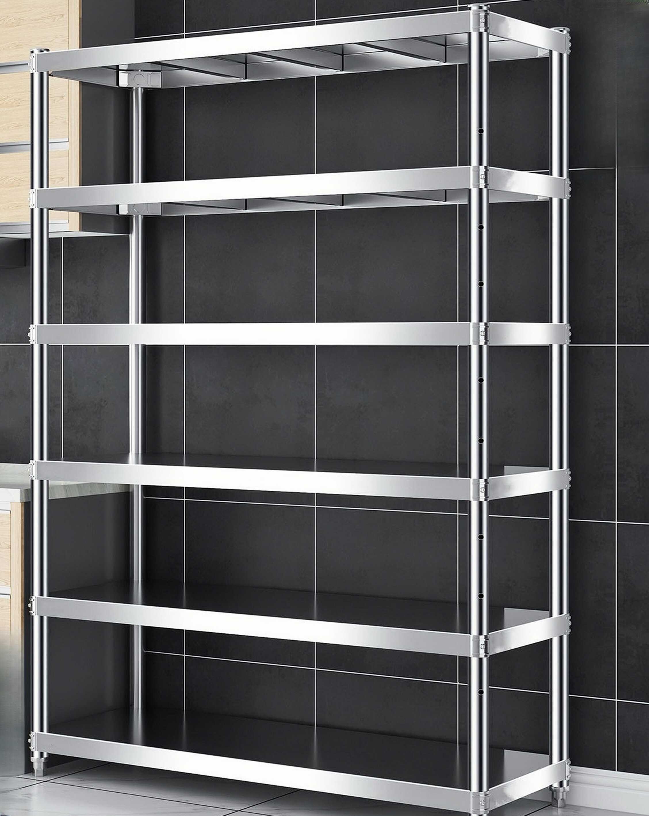 Metallic Trendy 6 Tiers Cabinet Storage Shelf Rack with 6 Floating Shelves