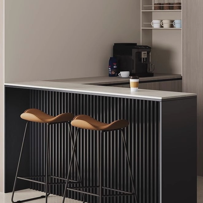 Classic Pebble Bar Table with Immobile Pedestal, White Scratch-shielded Rectangle