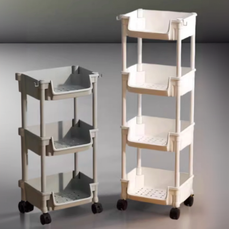Trendy 5/4/3 Tiers Cabinet Storage Shelf Rack with Hooks
