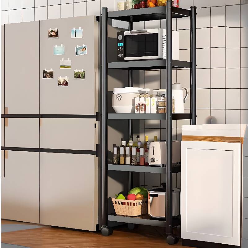 Ink Trendy Metal Cabinet Storage Shelf Rack with Fireproof Roller Wheels and Shelves, Vertical Installation