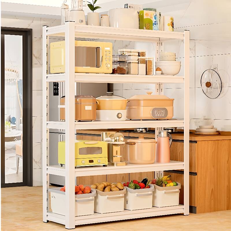 Trendy 5 Tiers/4 Tiers/3 Tiers Cabinet Storage Shelf Rack with 5 Floating Shelves/4 Shelves/3 Shelves, Steel Frame, Vertical Installation