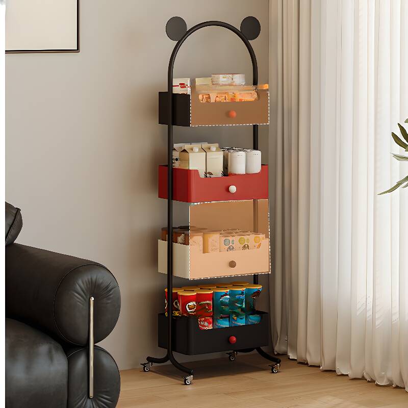 Casual Fireproof Iron Cabinet Storage Shelf Rack with Roller Wheels and Shelves, Vertical Installation