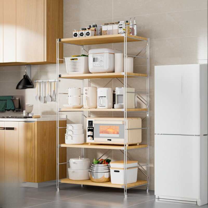 Natural Finish Trendy 5 Tiers/3 Tiers/2 Tiers Cabinet Storage Shelf Rack