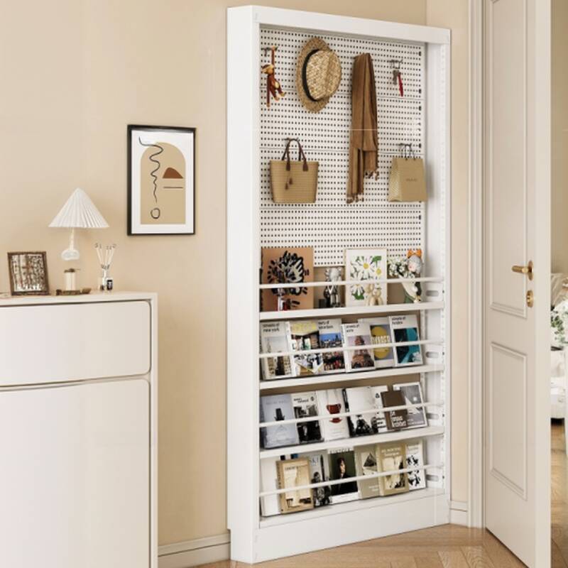 White Trendy Wire Cabinet Storage Shelf Rack, Fireproof with Shelves, Vertical Installation