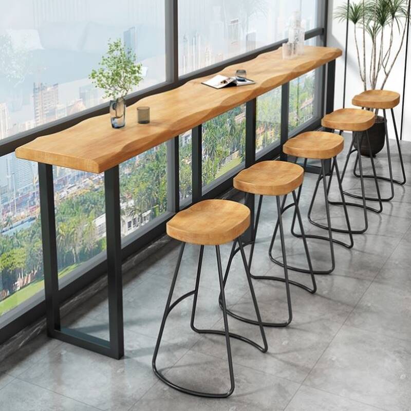 Classic Pub Table with Timber Top and Sled Base in Wood Grain Rectangle