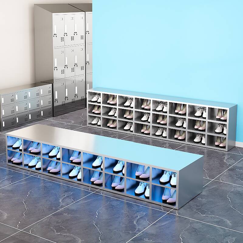 Metallic Stainless Steel 3 Tiers/2-layer Employee Lockers with Installation Required and Partial Assembly, Includes Shoe Storage and Open Face/Ventilated Door