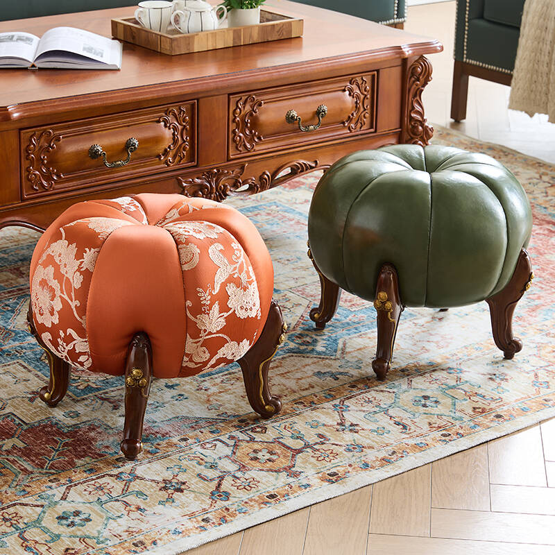 Modern Simple Style Orbicular Ottoman with Solid Colour/Floral-patterned Design in Artificial Leather/Flannel