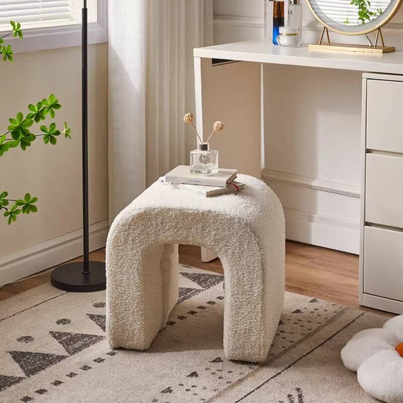 Modern Simple Style Rectangular Solid Colour Standard Ottoman in Ink/Light Gray/Light Brown with Timber Frame