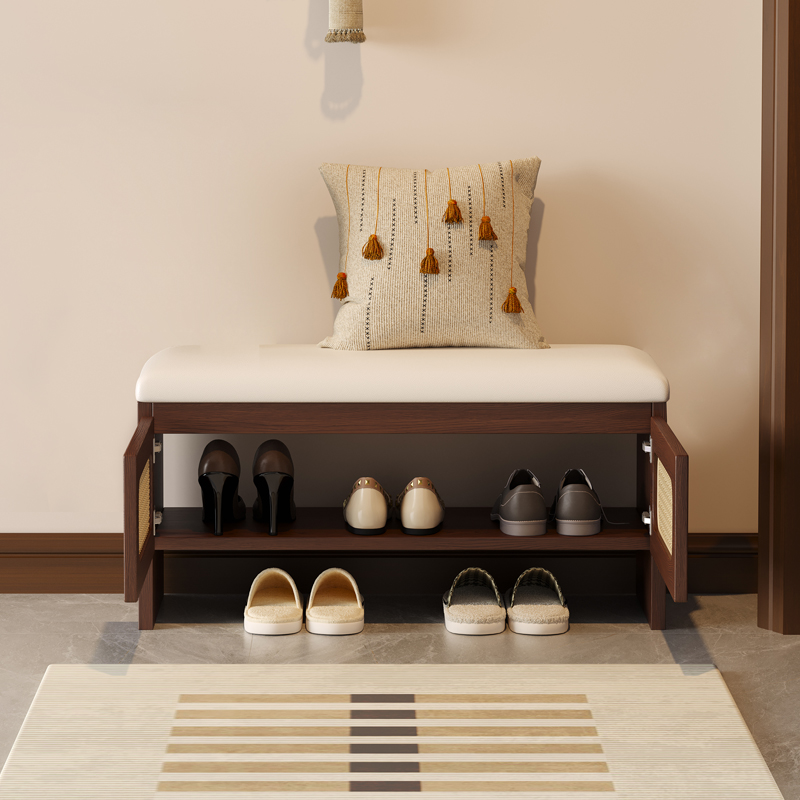 Modern Simple Style Rectangular Solid Colour Standard Ottoman with Genuine Leather in White, Featuring a Container