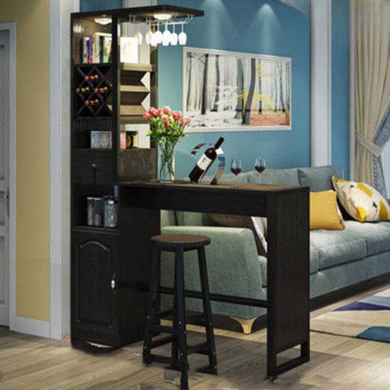 Simplistic Timber Bistro Table with Trestle Base, Midnight Black/White/Cocoa, Stockroom Storage, Rectangular with Foot Pedestal