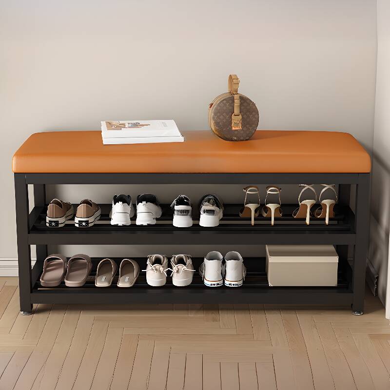 Modern Simple Style Rectangular Solid Colour Standard Ottoman in Artificial Leather with Storage Container