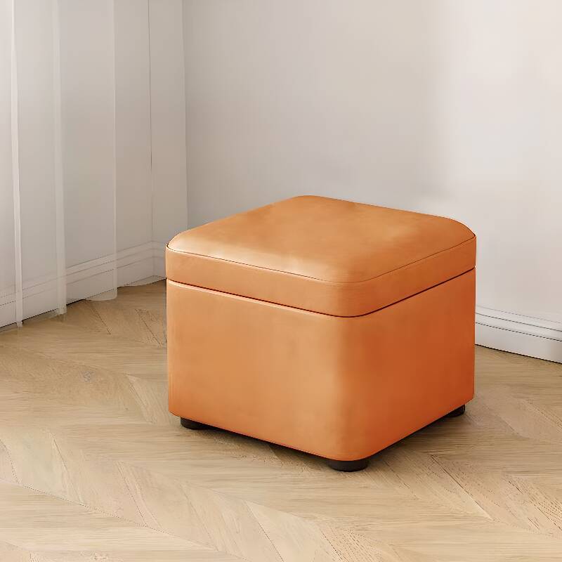 Modern Simple Style Rectangular/Square Solid Colour Standard/Cube Ottoman in Light Gray/White/Cerulean with Timber Frame and Storage Container